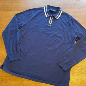 Bonobos Navy Blue Long Sleeve Sweater Polo